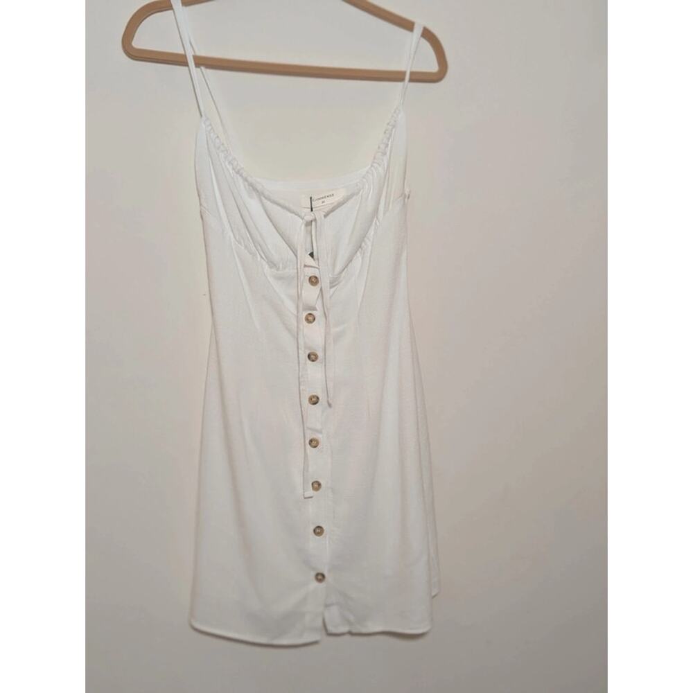 NWT Commense White Button Front Strappy Sundress Linen Cotton XS